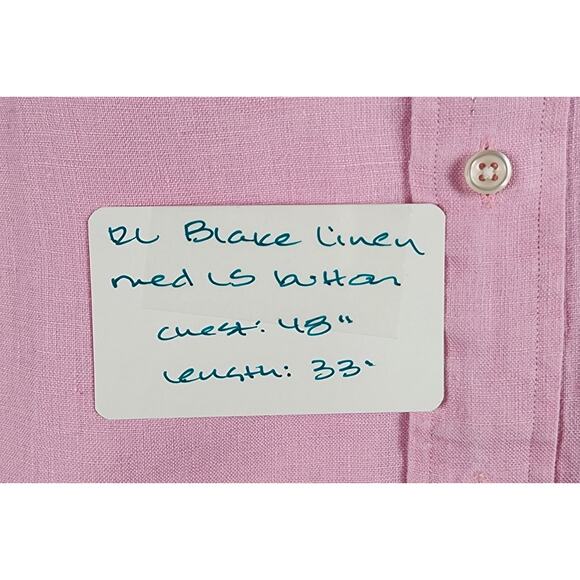 Polo Ralph Lauren Men's Medium Blake Linen Button Down Shirt Pink Nice! - Picture 5 of 5